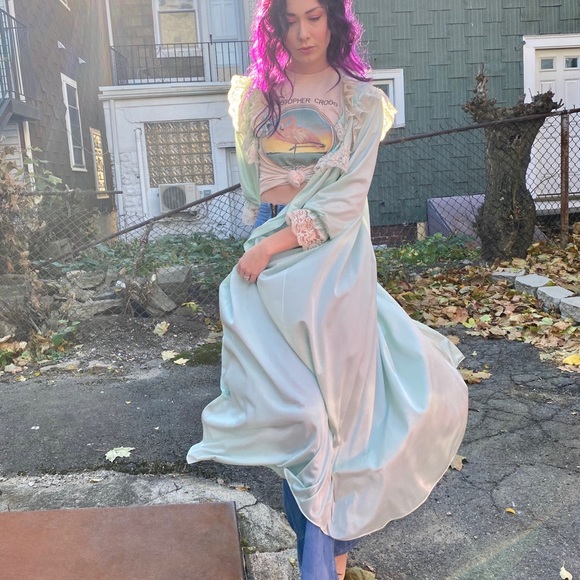 SOLD Mint Green Robe Vintage 60's - Picture 15 of 16
